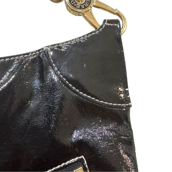 Dooney & Bourke Black Patent Leather Hobo Bag – Zip Pocket Slouch Style - Picture 7 of 16